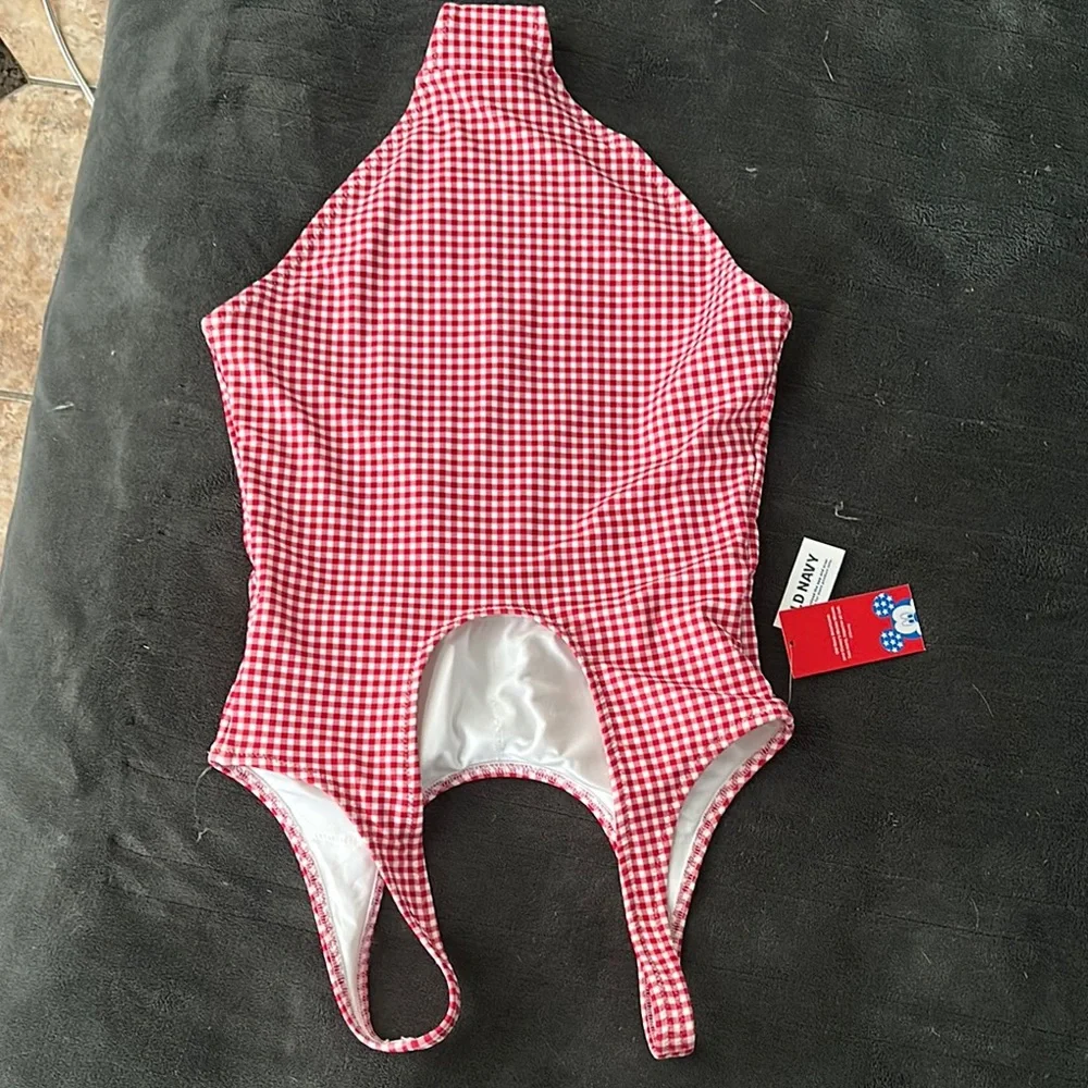 Old Navy x Disney Minnie Mouse Red and White Gingham Bathing Suit One Piece NWT - Picture 6 of 6